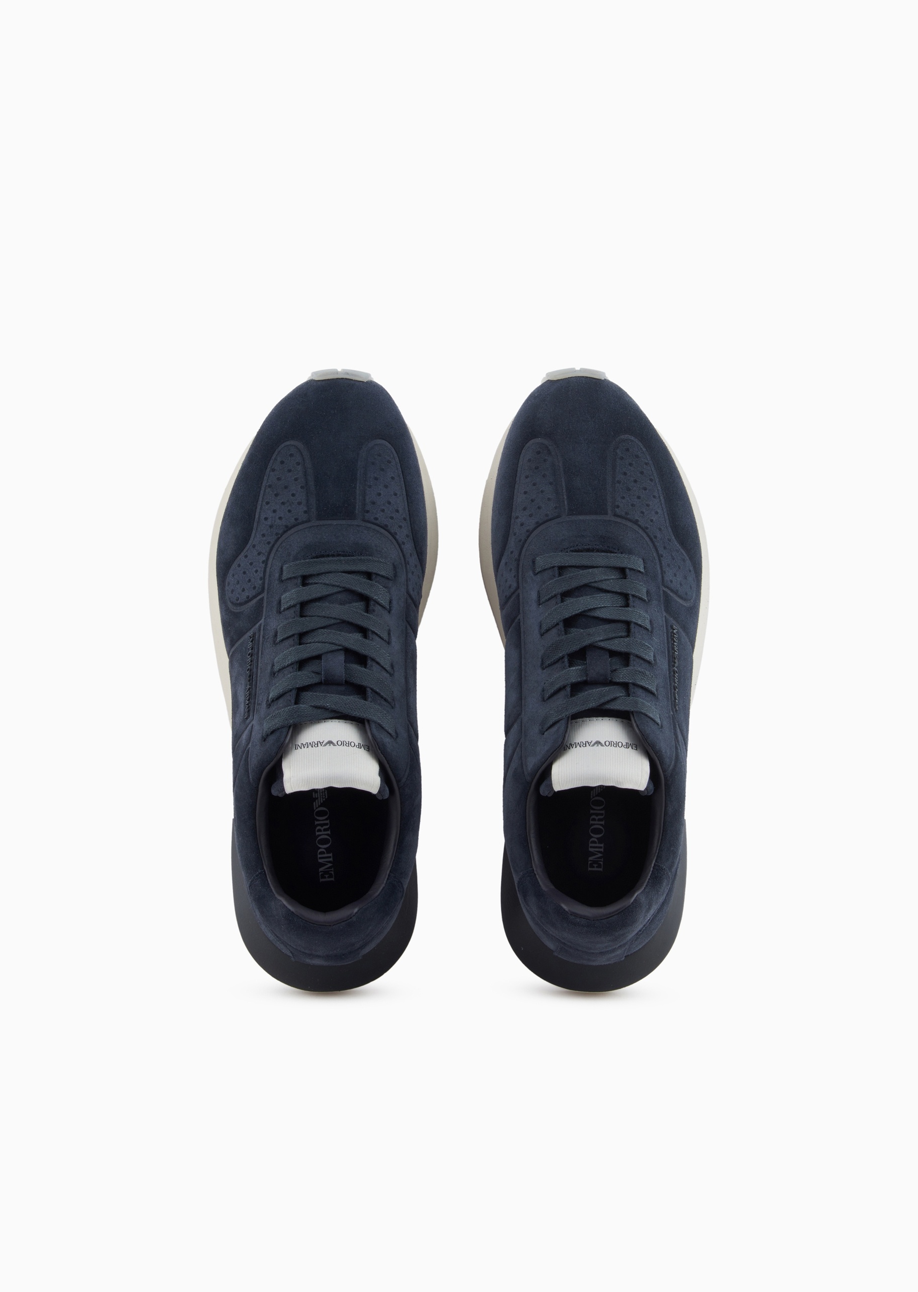 Emporio Armani 男士绒面革系带低帮厚底休闲运动鞋
