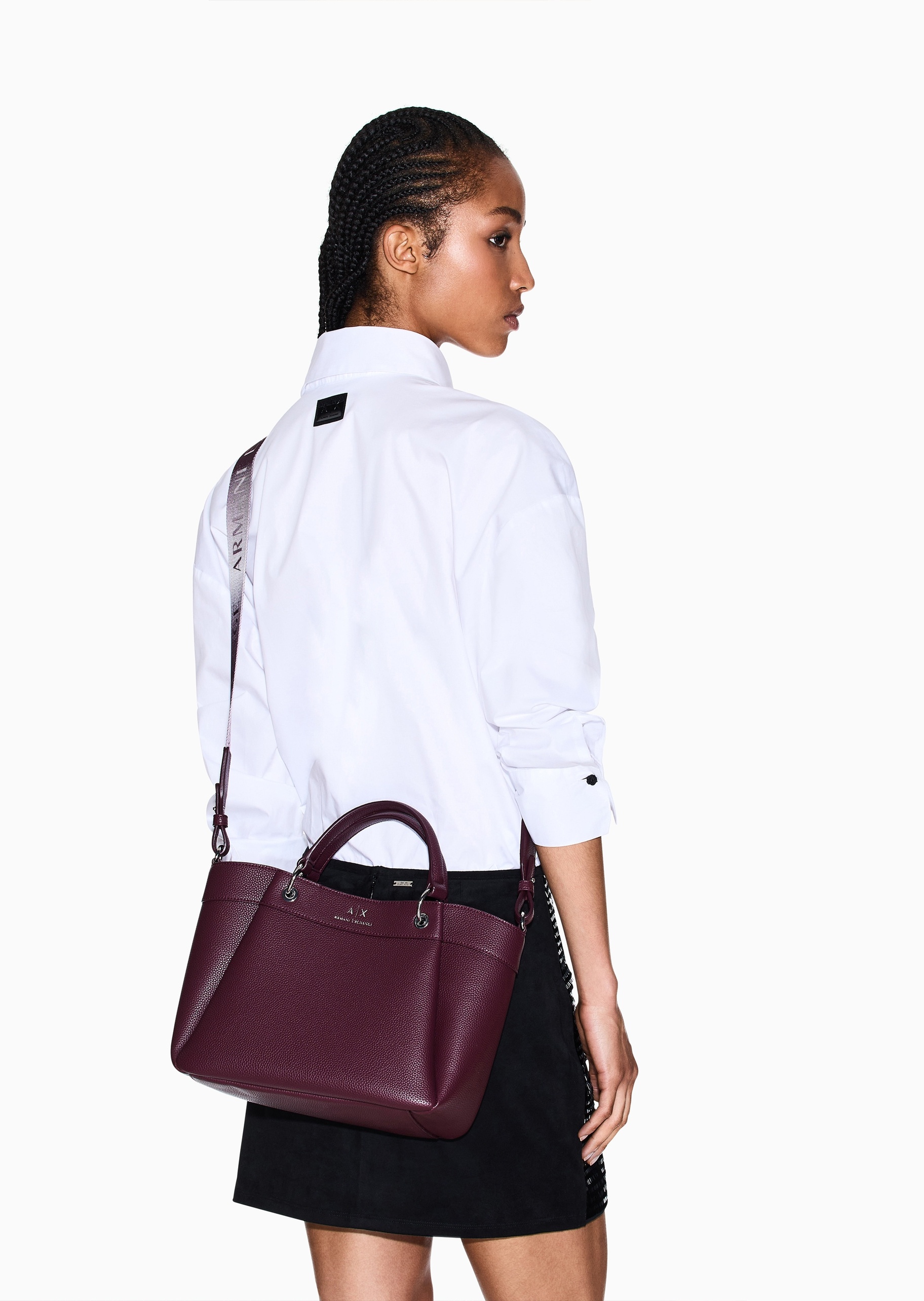ARMANI EXCHANGE 女士中号磁扣可拆肩带手提斜挎托特包