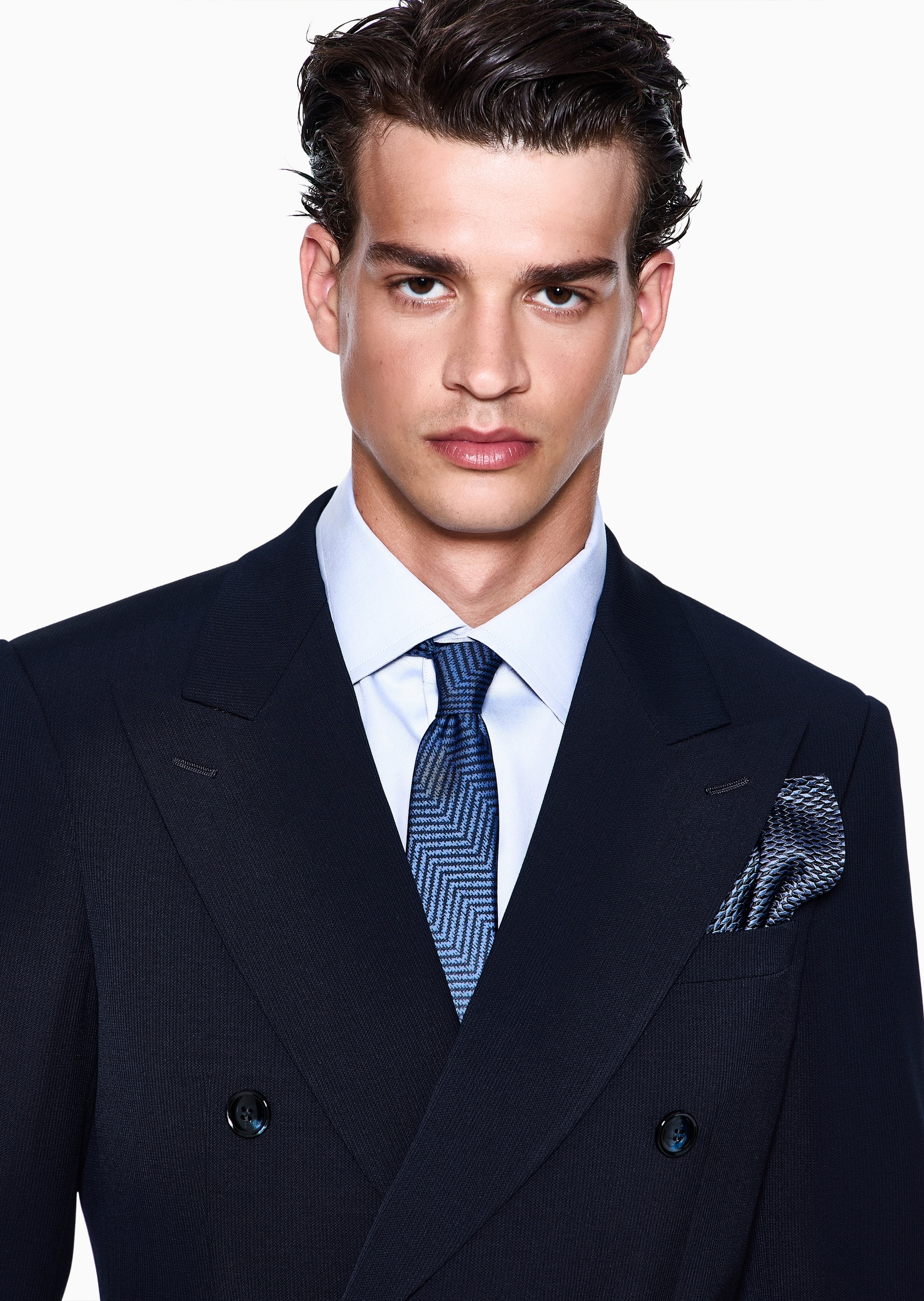 Giorgio Armani 男士桑蚕丝正方形通体提花口袋巾