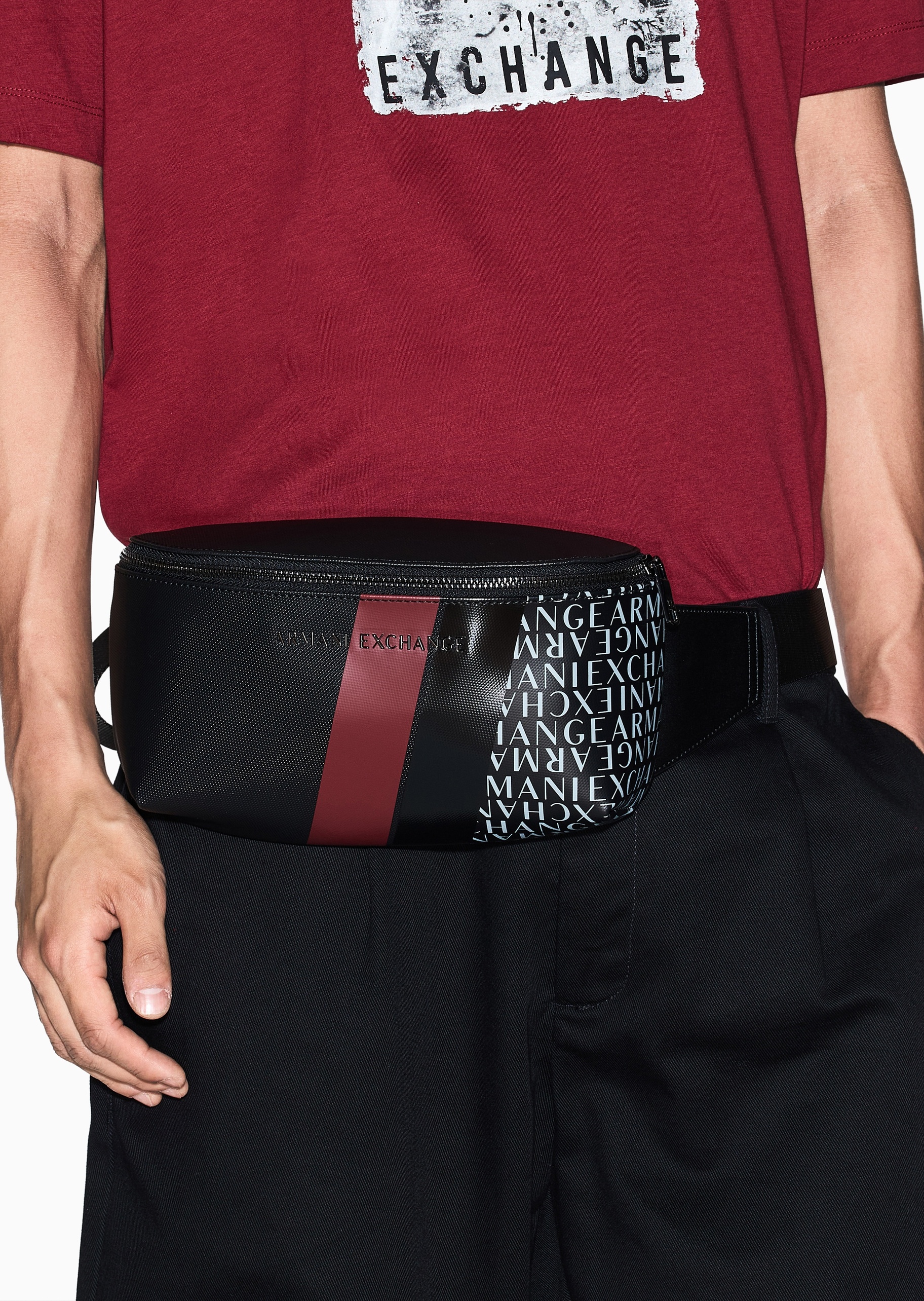 ARMANI EXCHANGE 男士复古运动风休闲通勤单肩胸包腰包