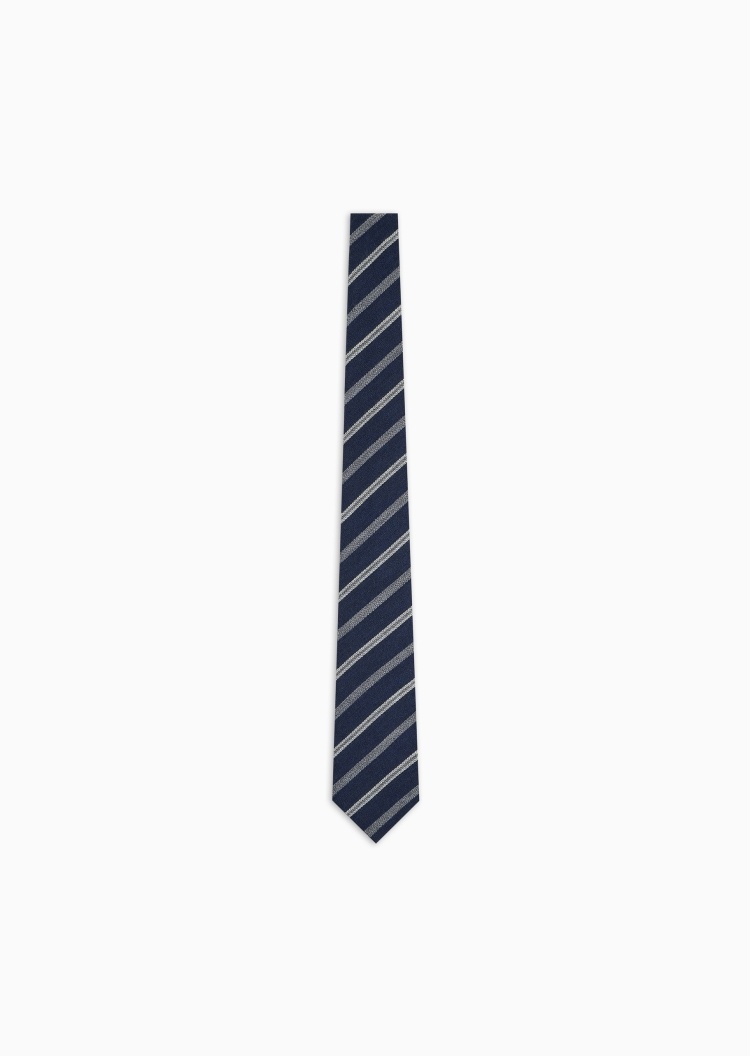 Emporio Armani 男士全绵羊毛手打箭头型斜条纹提花领带