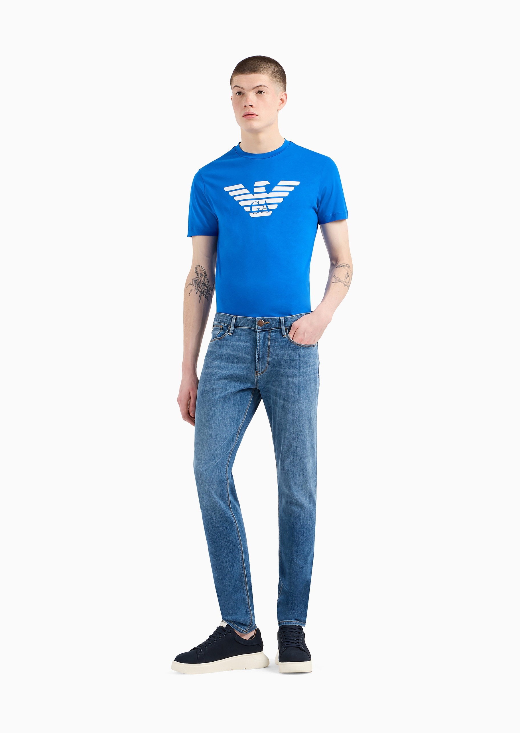 Emporio Armani 男士纯棉修身低腰复古经典牛仔裤