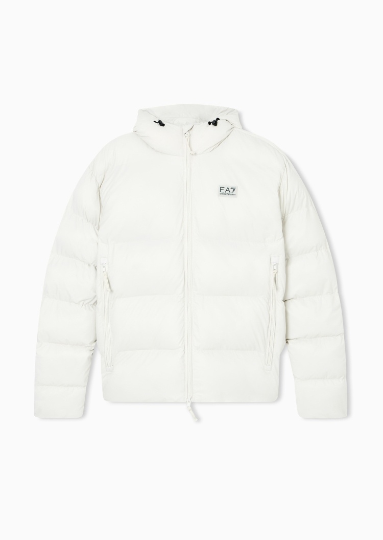 EA7 男士短款加厚长袖连帽拉链防风防水运动棉服