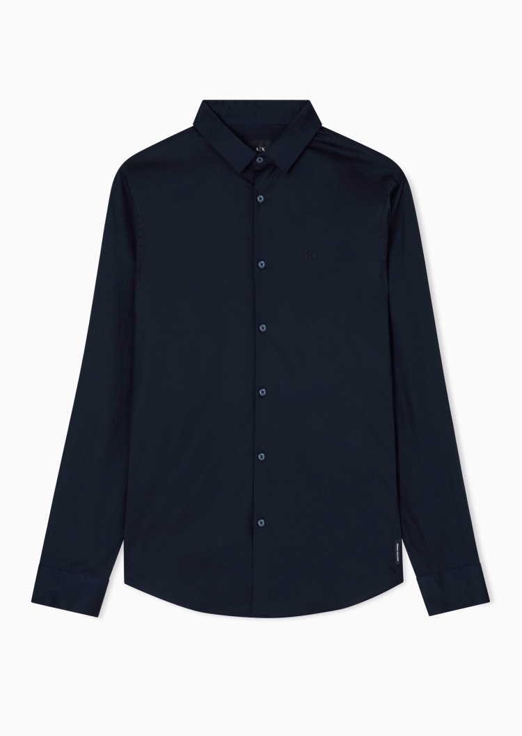 ARMANI EXCHANGE 男士纯棉长袖商务人夫感西装衬衫上衣