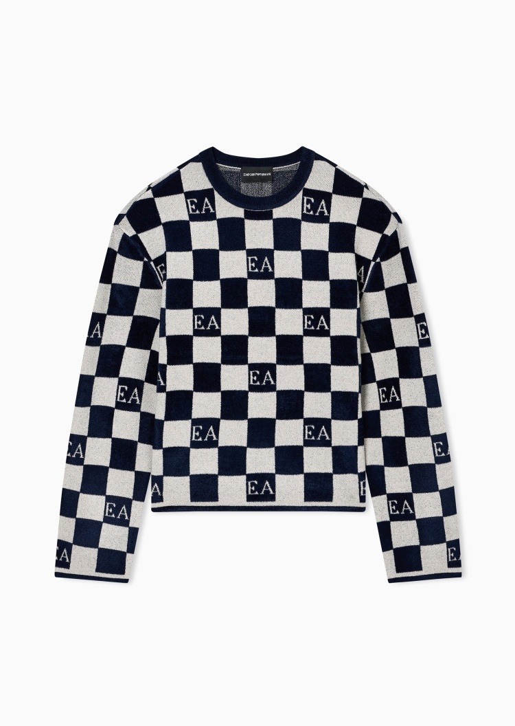 Emporio Armani 女士混纺圆领提花慵懒风套头针织衫