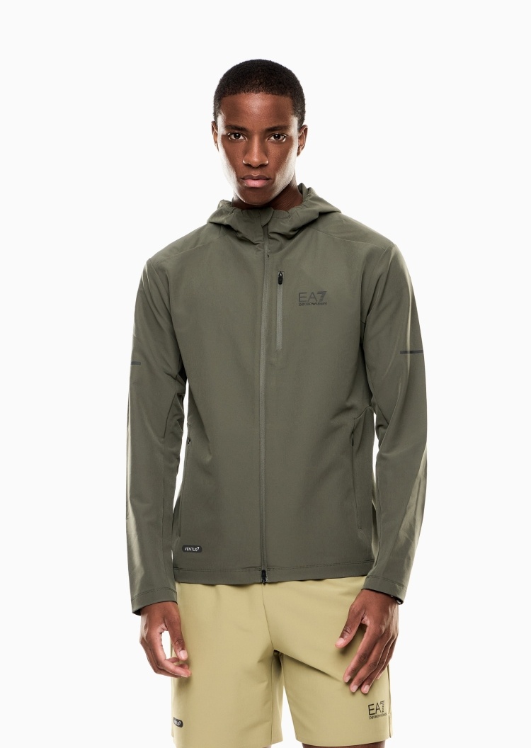 EA7 男士连帽拉链机能风教练夹克外套