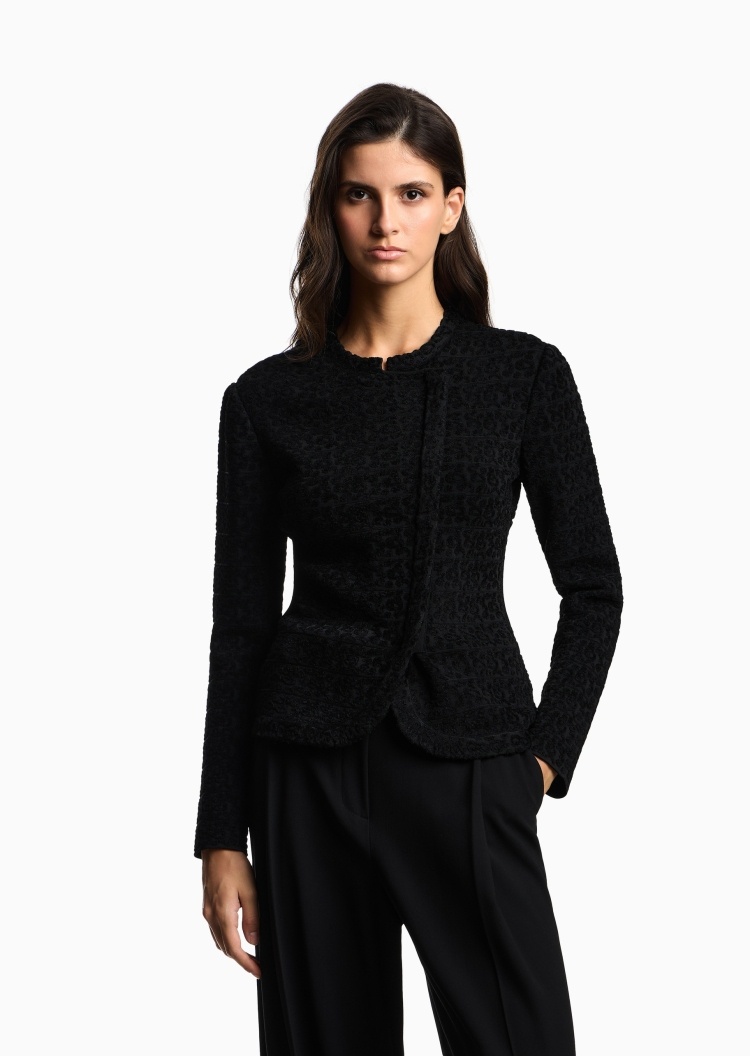 Emporio Armani 女士无领混纺修身休闲西服西装外套