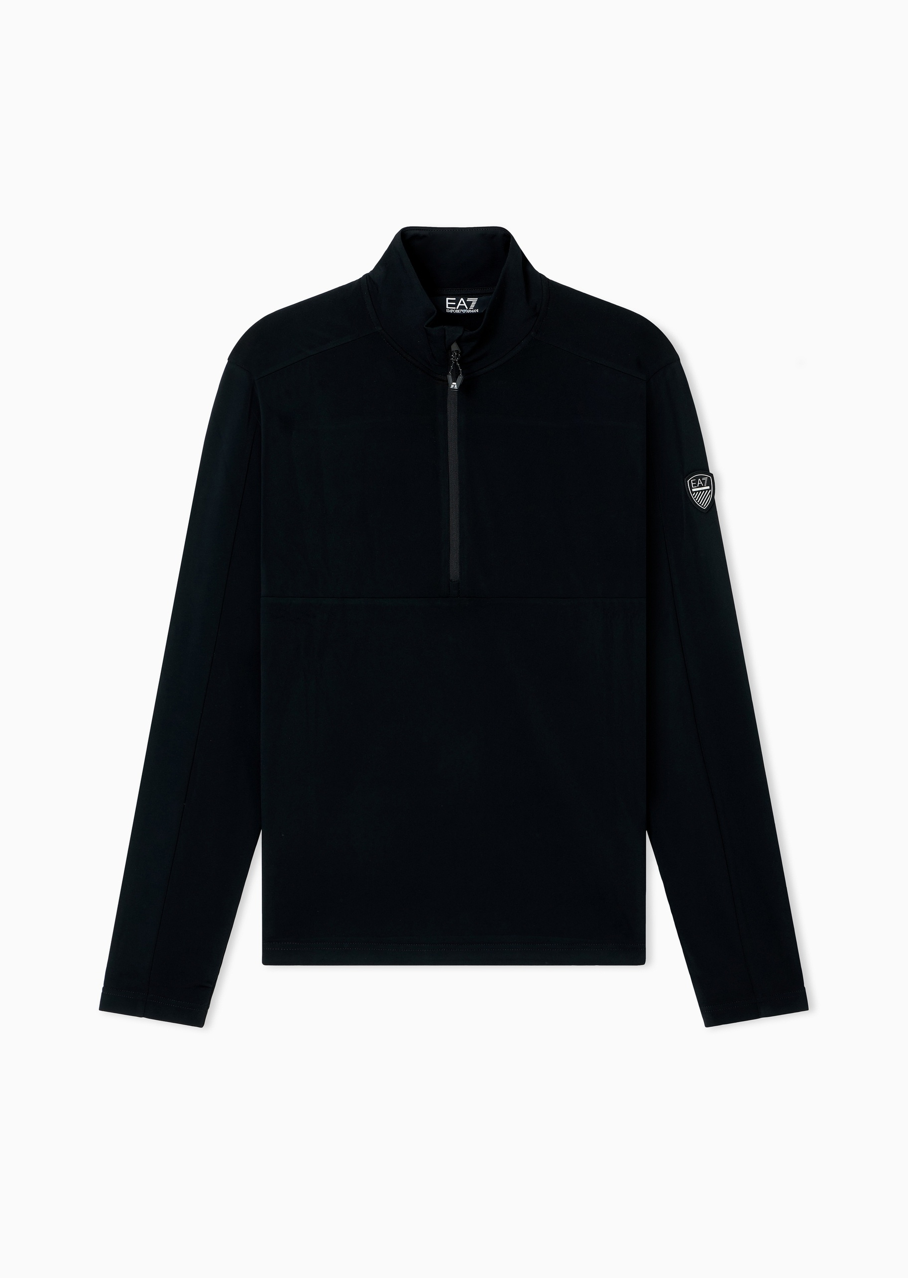 EA7 男士重磅修身长袖立领半拉链套头运动卫衣