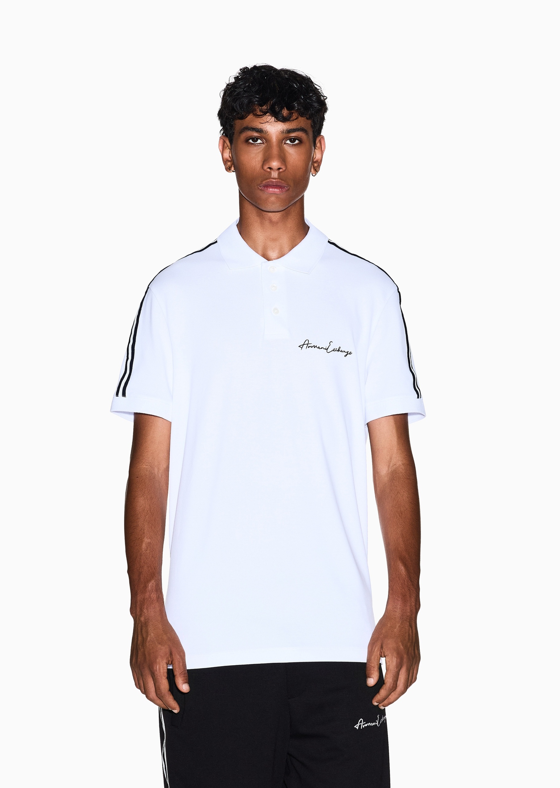 ARMANI EXCHANGE 男士纯棉微弹合身短袖翻领运动Polo衫