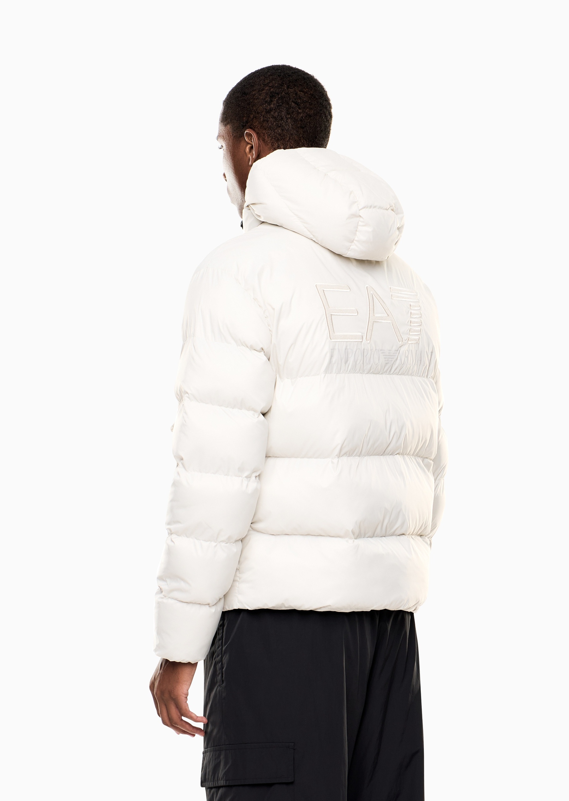 EA7 男士短款加厚长袖连帽拉链防风防水运动棉服