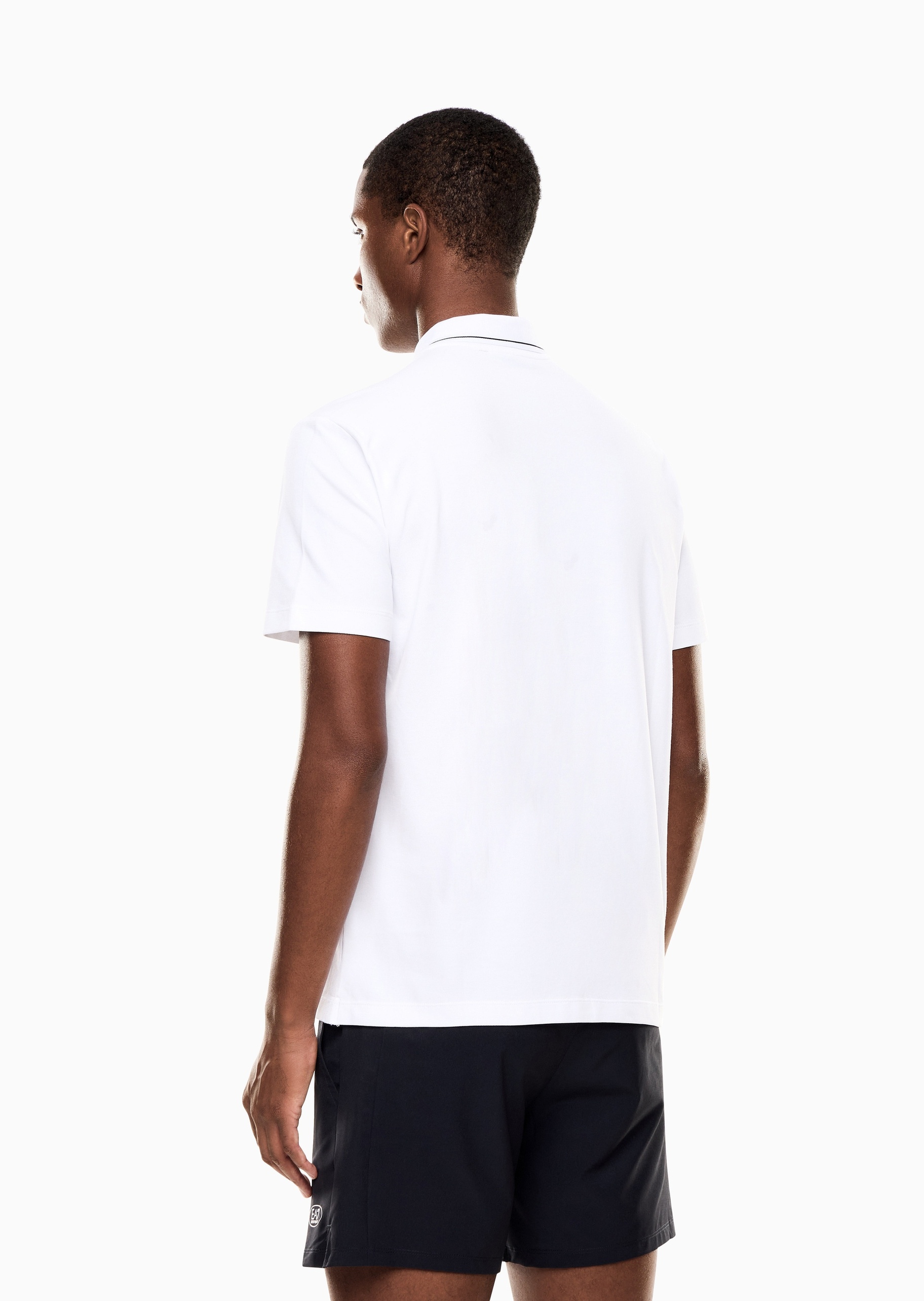 EA7 男士纯棉微弹短袖翻领Polo衫