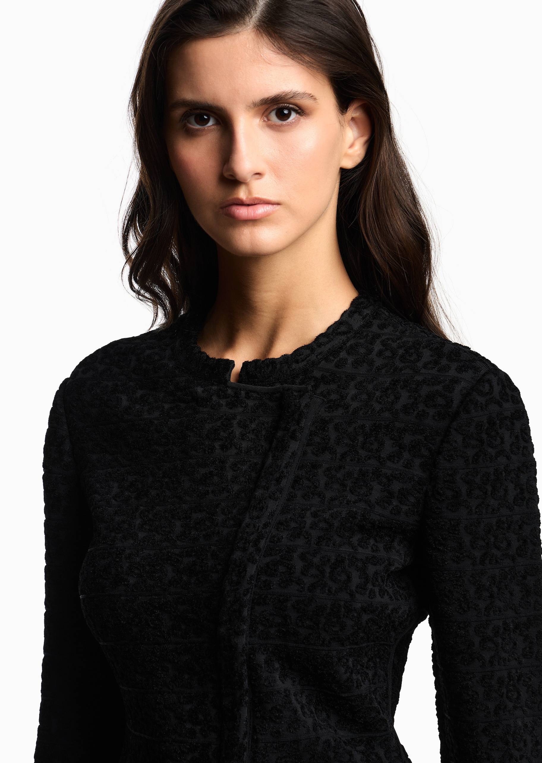 Emporio Armani 女士无领混纺修身休闲西服西装外套