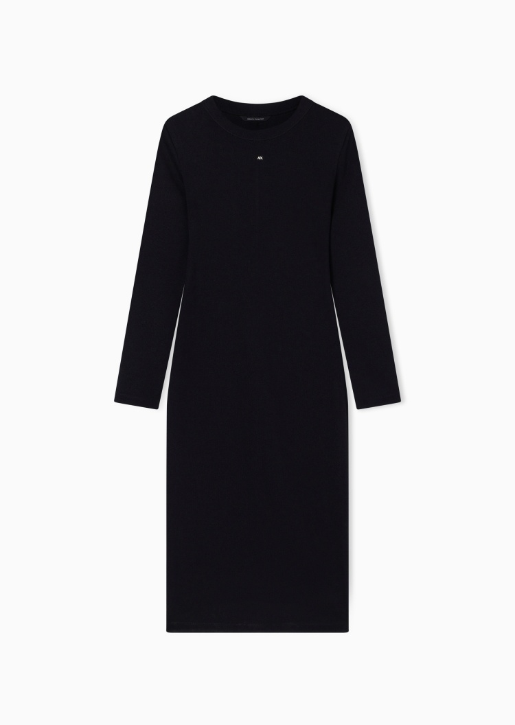 ARMANI EXCHANGE 女士修身长袖长款圆领优雅针织连衣裙