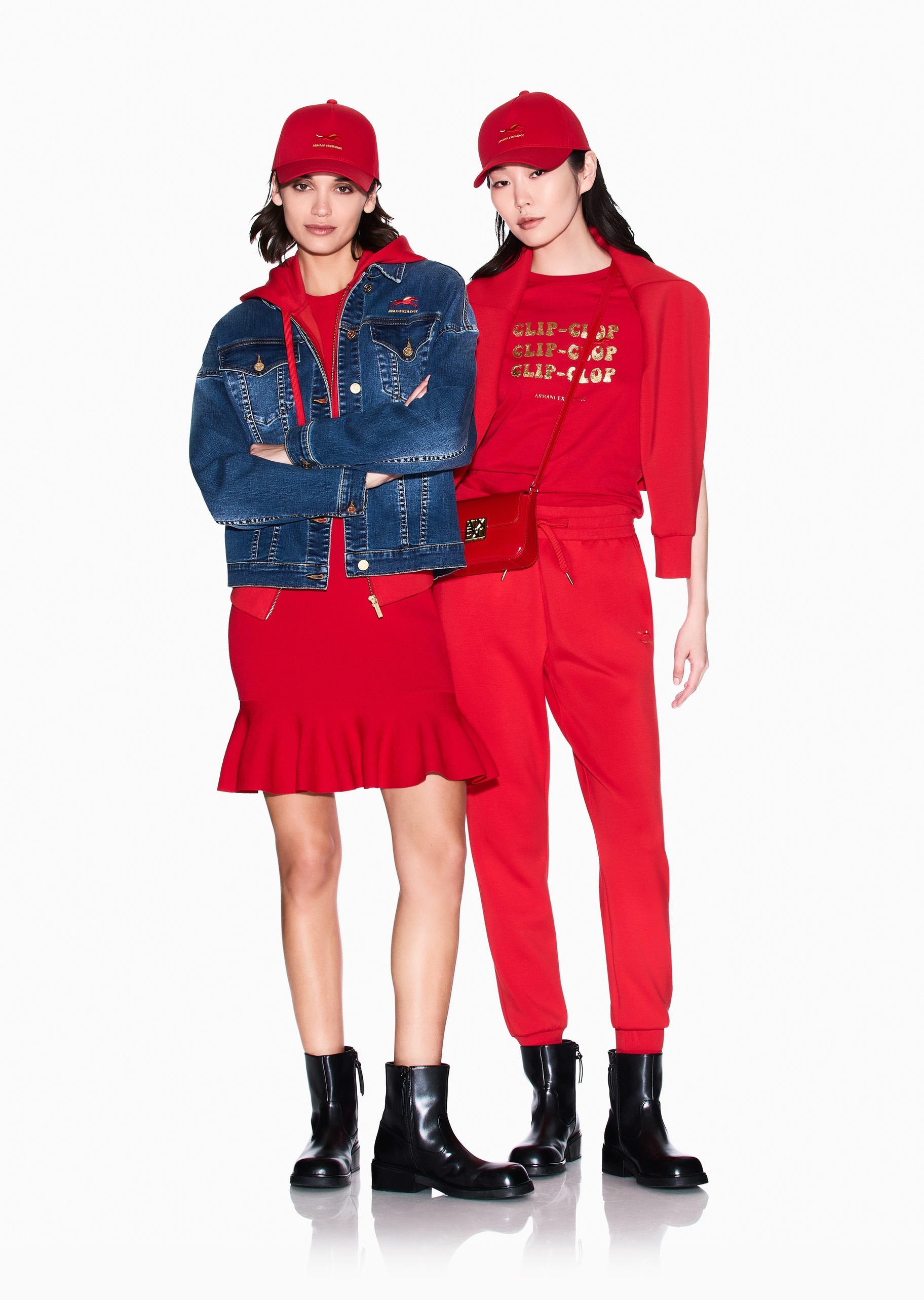 ARMANI EXCHANGE 马年限定女士弹力宽松长款锥形束脚卫裤