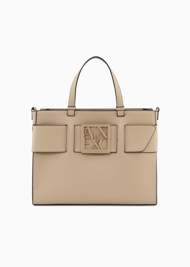 ARMANI EXCHANGE 女士拉链可拆肩带商务休闲手提斜挎托特包