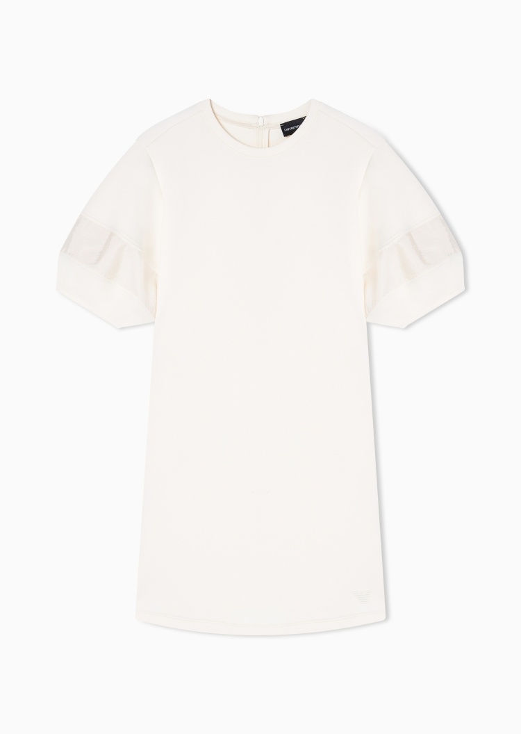 Emporio Armani 女士宽松短袖短款圆领落肩T恤式连衣裙