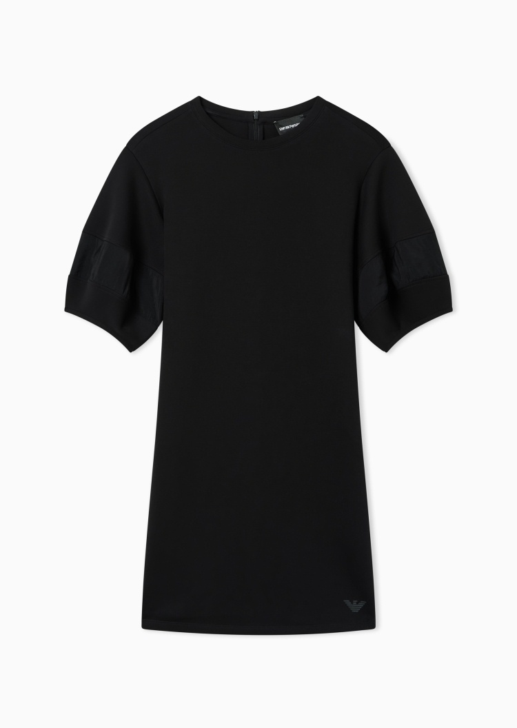 Emporio Armani 女士宽松短袖短款圆领落肩T恤式连衣裙