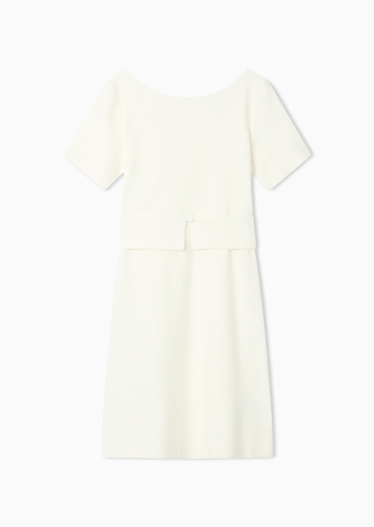 Emporio Armani 女士微弹短袖喇叭纯色优雅连衣裙