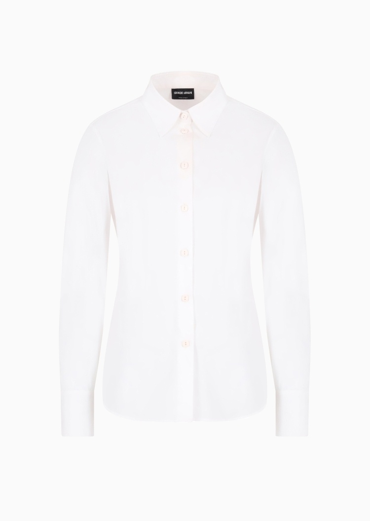 Giorgio Armani 女士微弹长袖翻领纯色休闲通勤衬衫