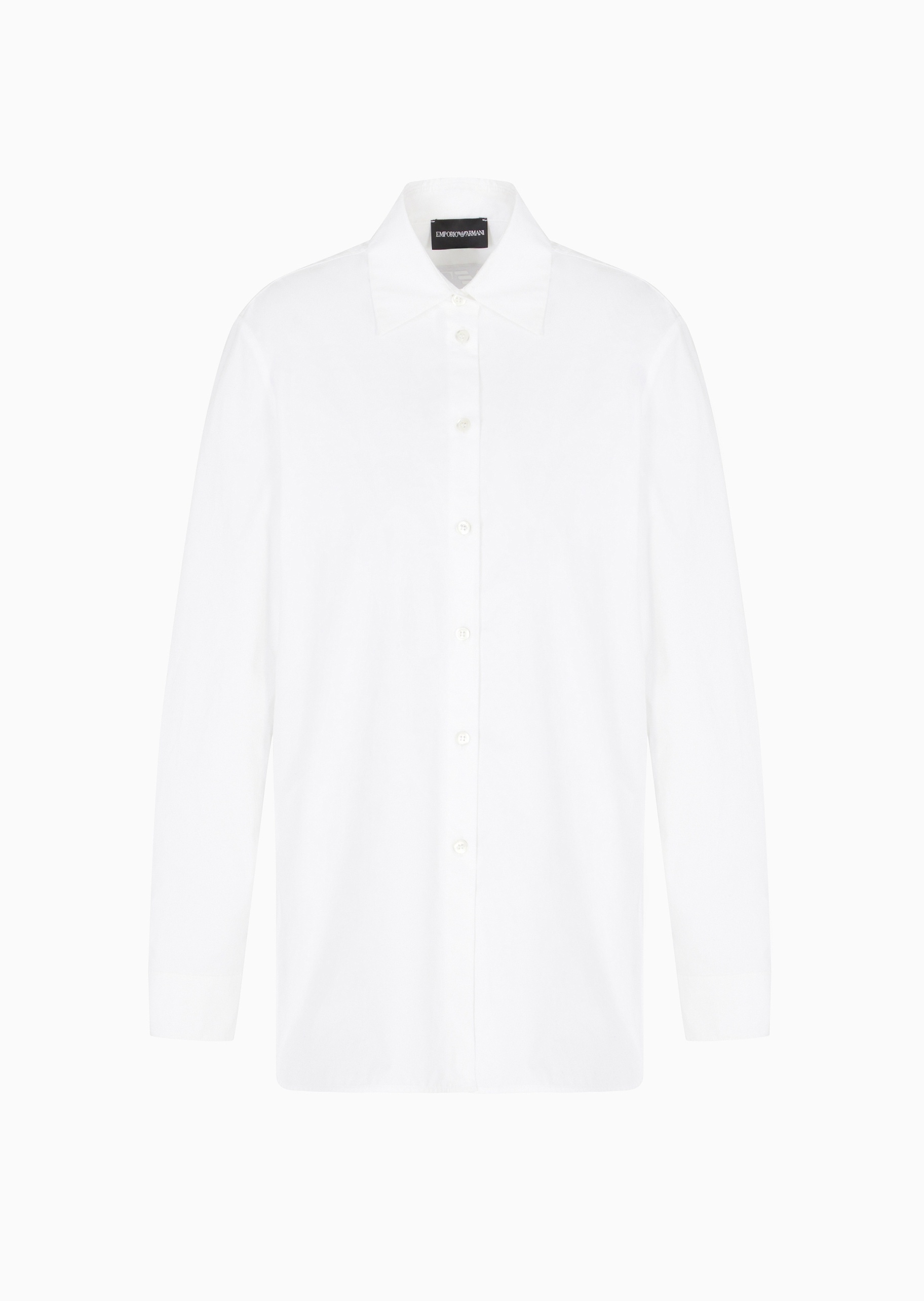 Emporio Armani 女士纯棉长袖翻领轻奢白色休闲通勤西装衬衫