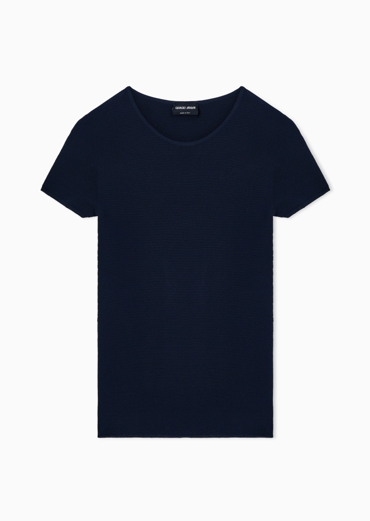 Giorgio Armani 女士圆领修身商务通勤短袖套头针织衫T恤