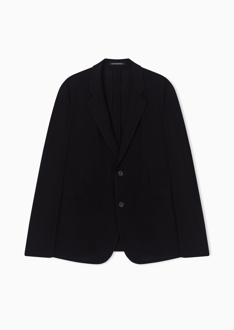 Emporio Armani 男士长袖平驳领单排扣纯色休闲西装外套