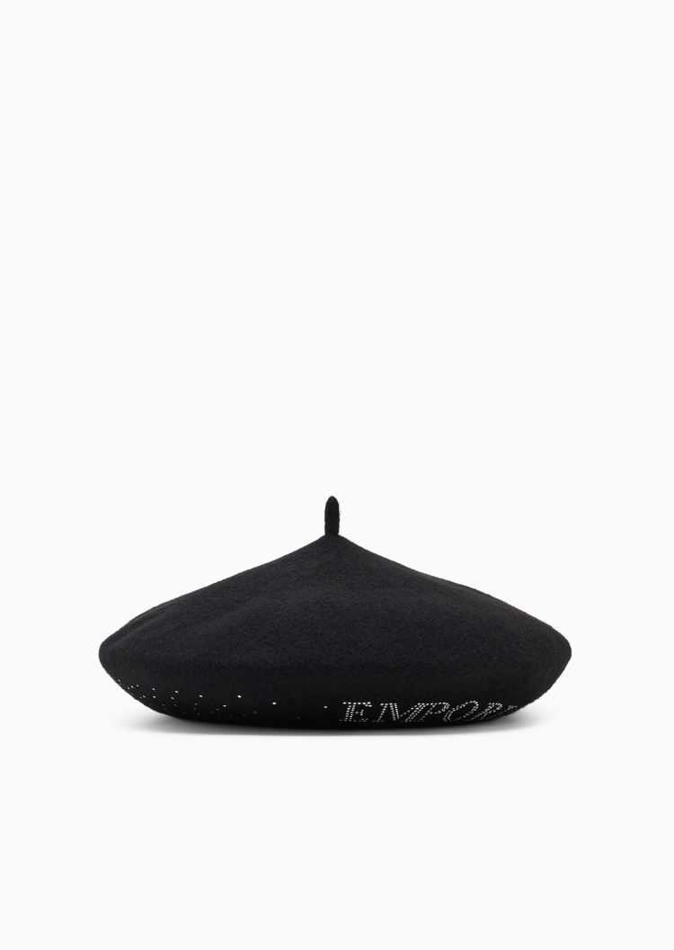 Emporio Armani 女士全绵羊毛铆钉休闲时尚贝雷帽