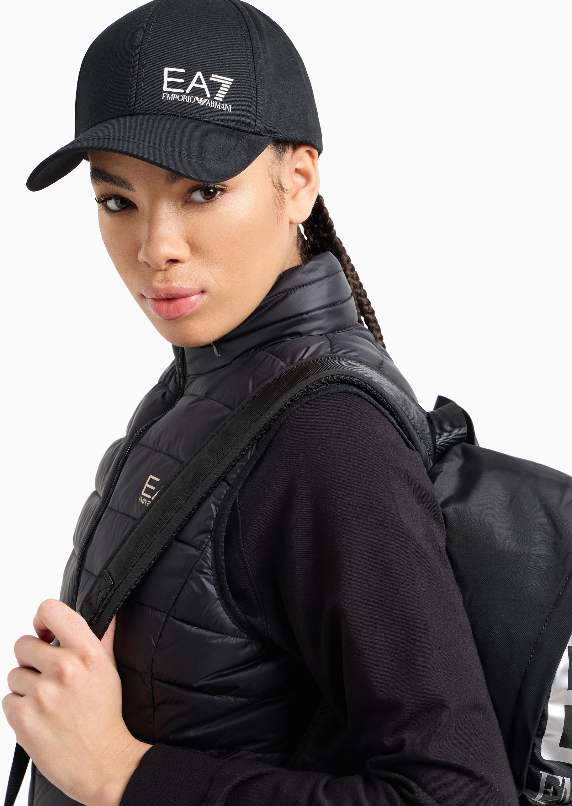 EA7 男女同款纯棉宽帽檐出游休闲棒球鸭舌帽