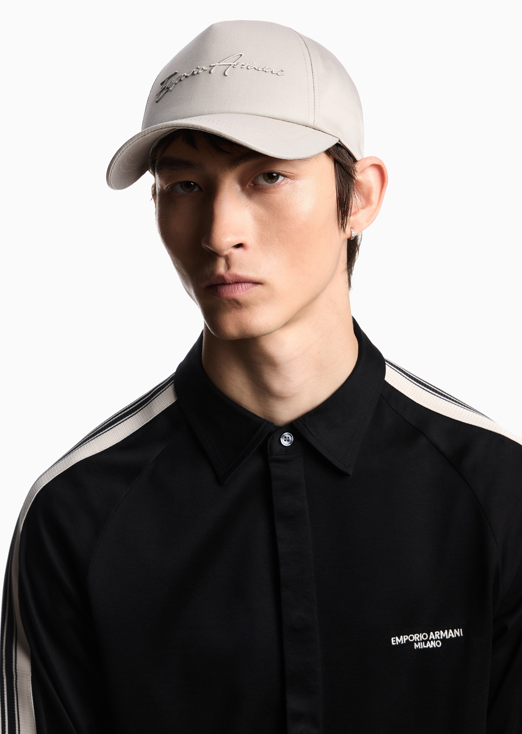 Emporio Armani 男士卡扣圆顶弯檐标识刺绣棒球帽