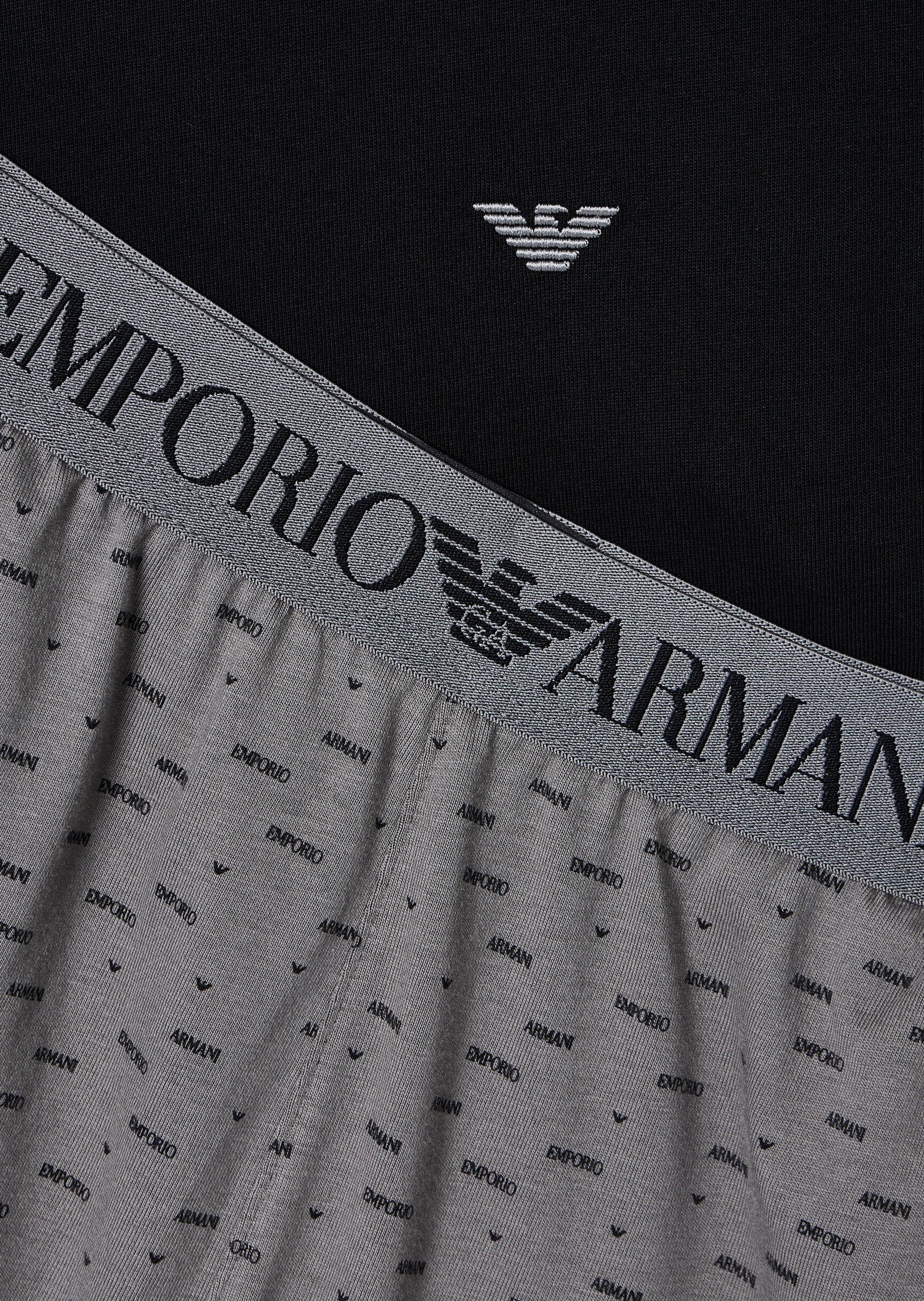 Emporio Armani 男士纯棉长袖T恤长裤印花刺绣睡衣套装
