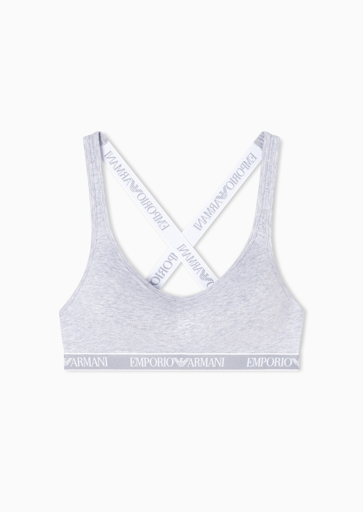 Emporio Armani 女士弹力交叉肩带无钢圈饰边文胸