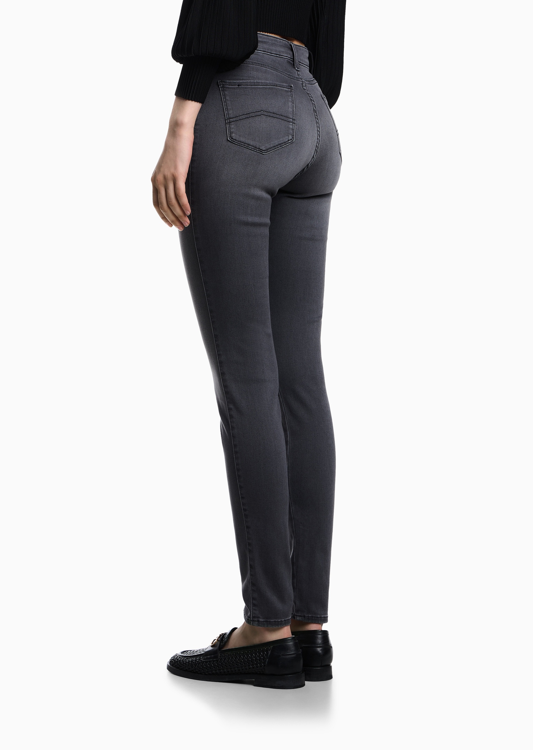 Emporio Armani 女士棉质高弹紧身高腰长款铅笔窄脚牛仔裤