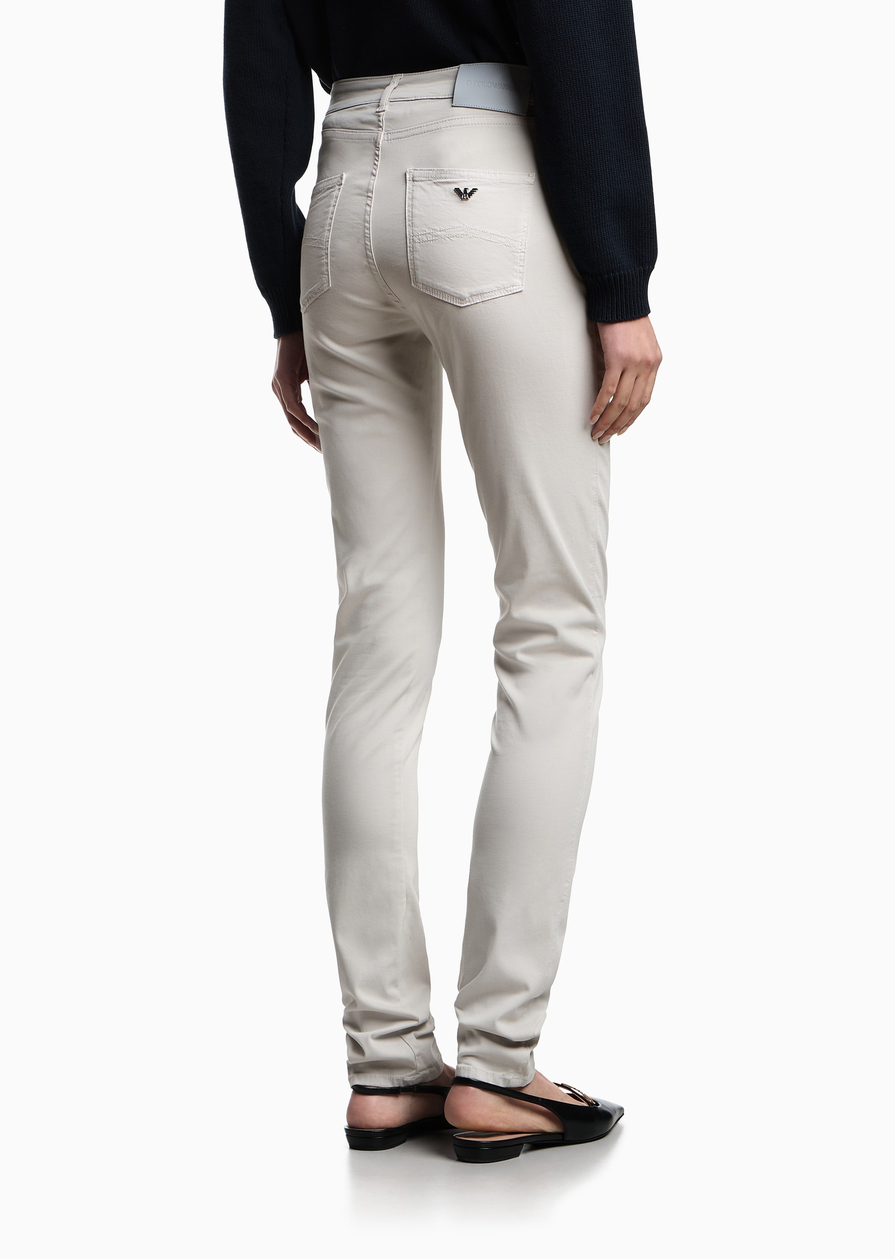 Emporio Armani 女士棉质弹力紧身中腰长款铅笔窄脚牛仔裤