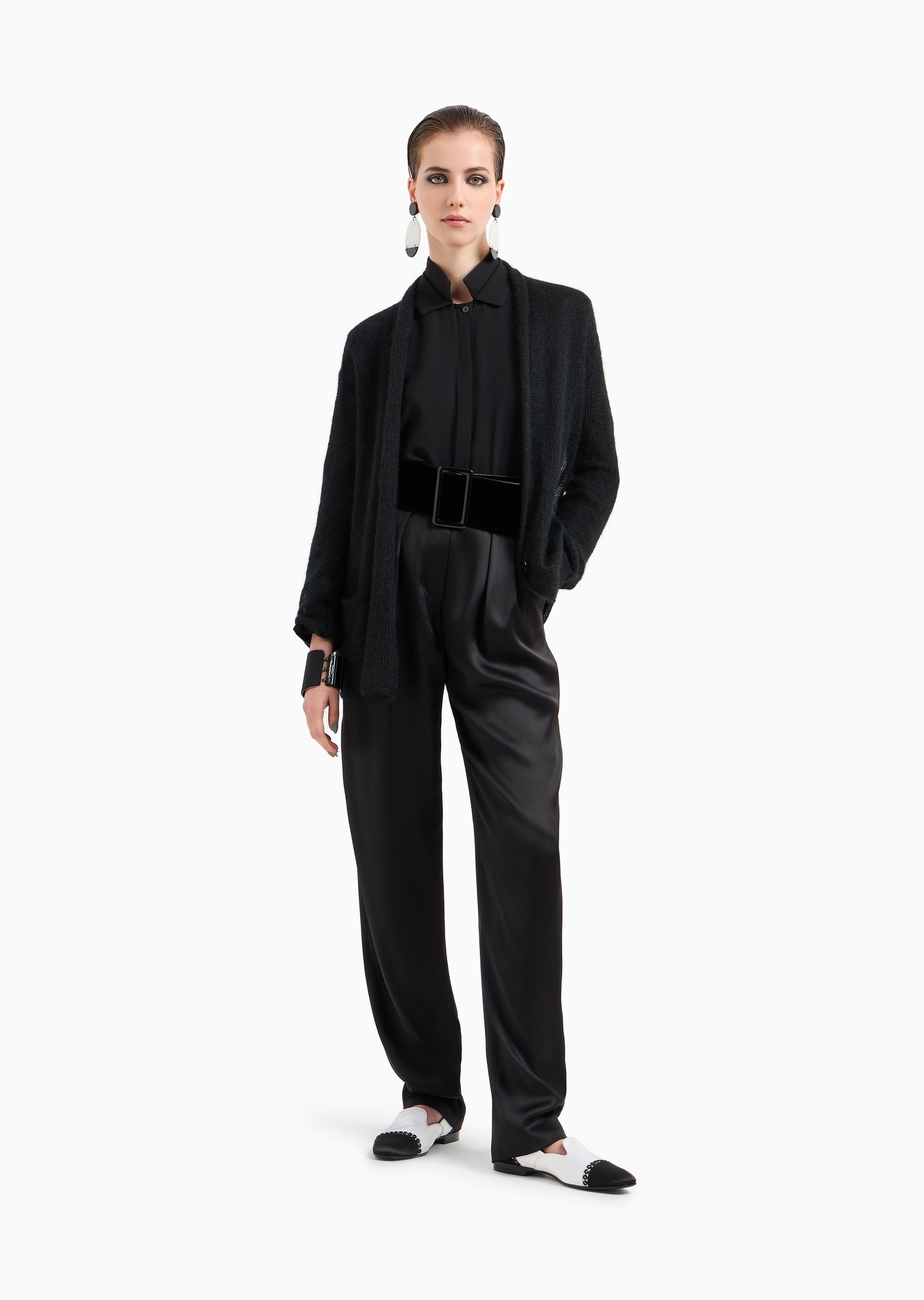 Giorgio Armani 女士马海毛短款吊带双排扣开衫套装