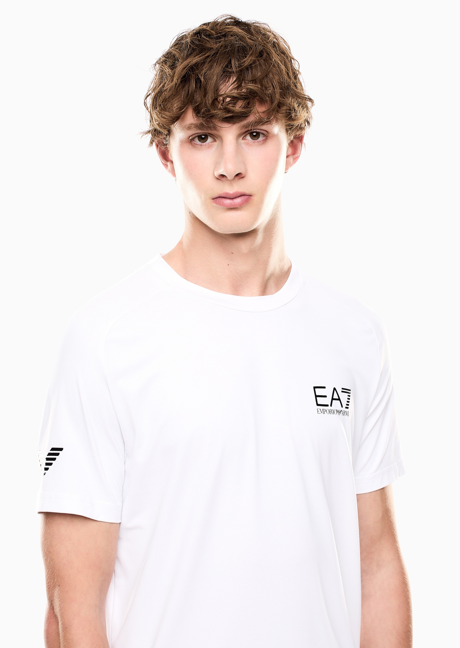 EA7 男士合身短袖圆领插肩网球健身训练T恤