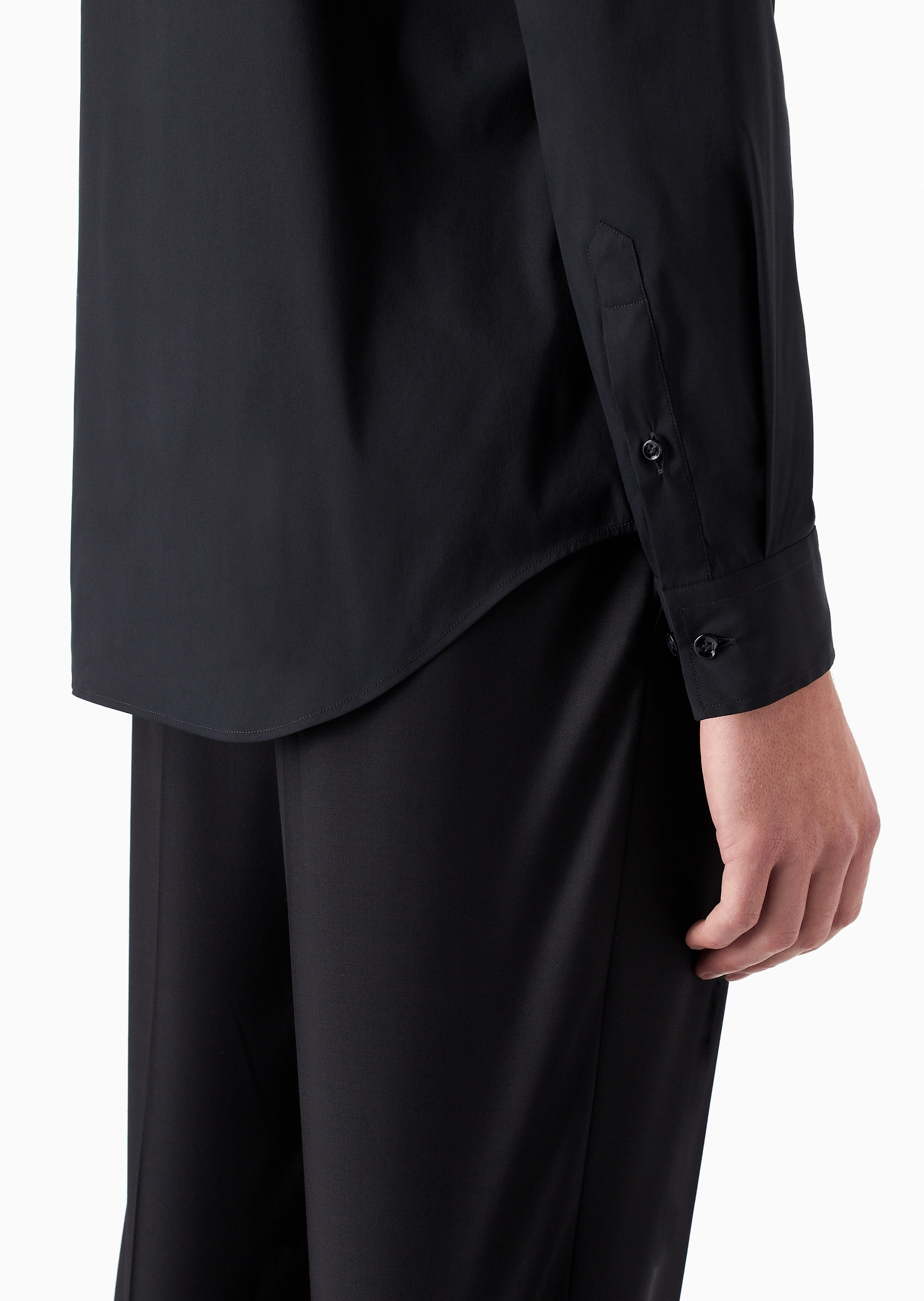 Giorgio Armani 男士棉质微弹合身长袖小立领衬衫