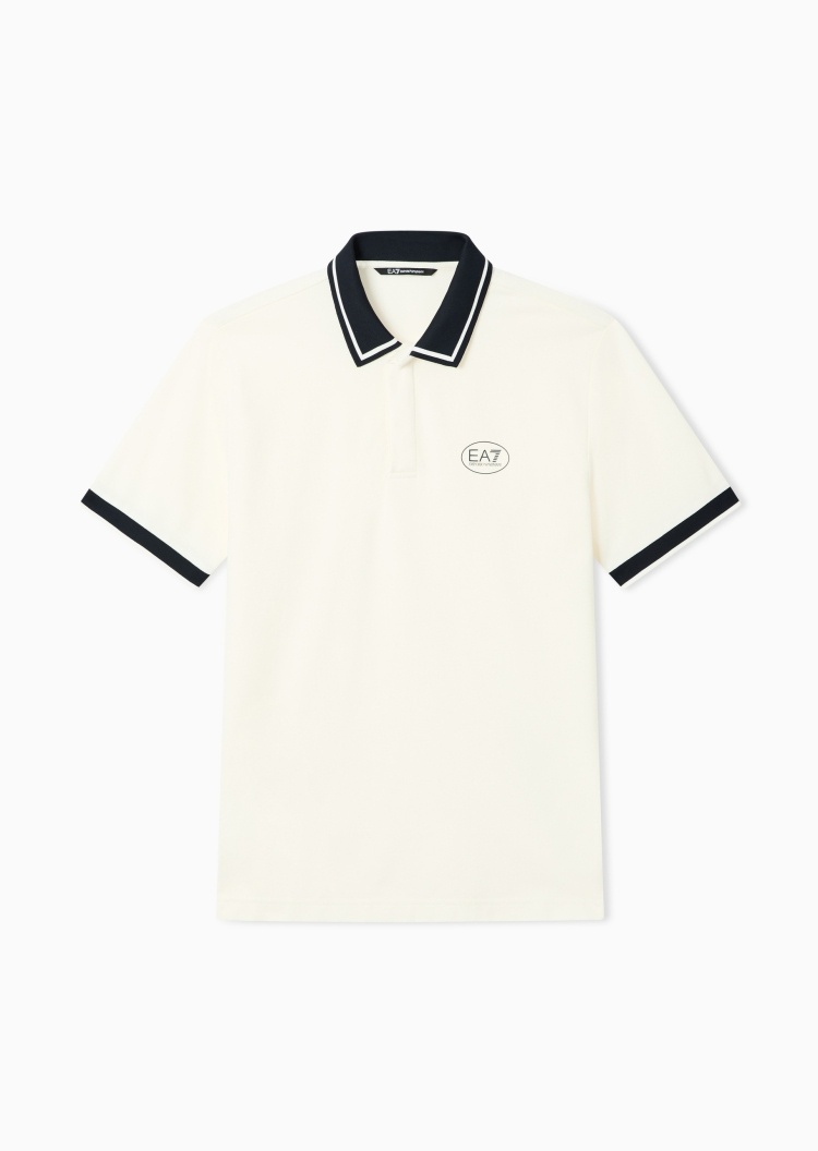 EA7 男士翻领短袖正肩撞色Polo衫