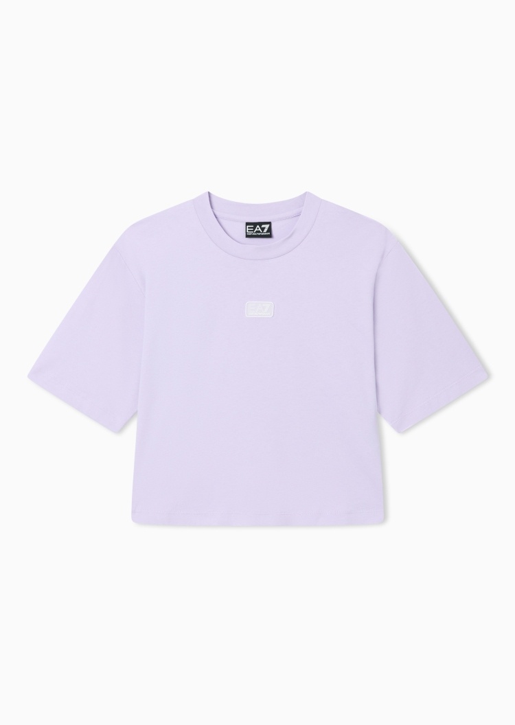 EA7 女士纯棉宽松短袖短款圆领运动T恤