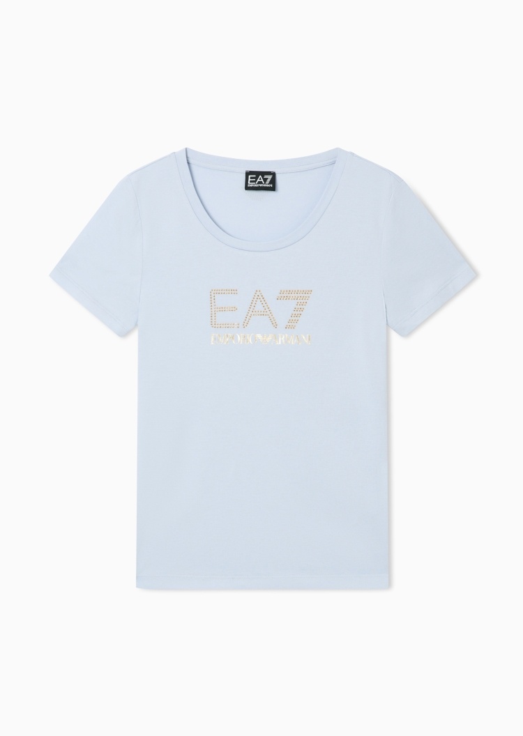 EA7 女士修身短袖圆领正肩印花运动T恤