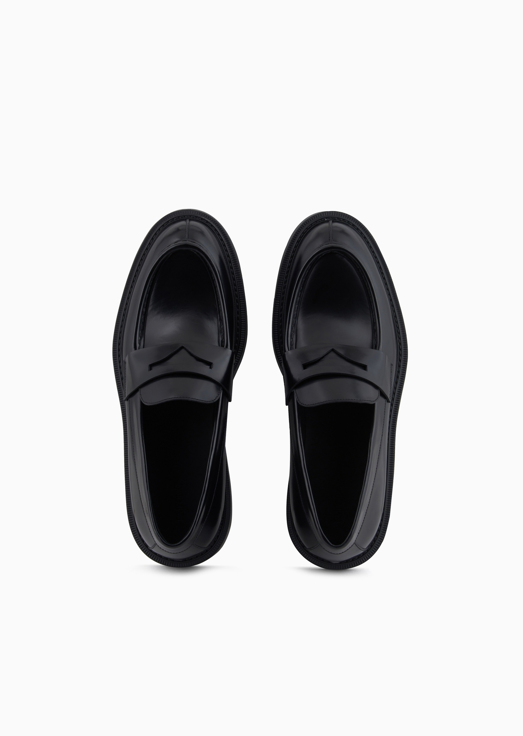 Emporio Armani 男士秀场同款商务通勤牛毛皮复古风乐福鞋