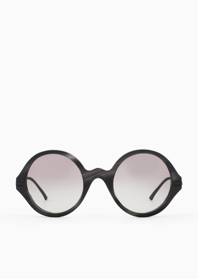 Giorgio Armani 女士圆形复古风黑色太阳眼镜墨镜