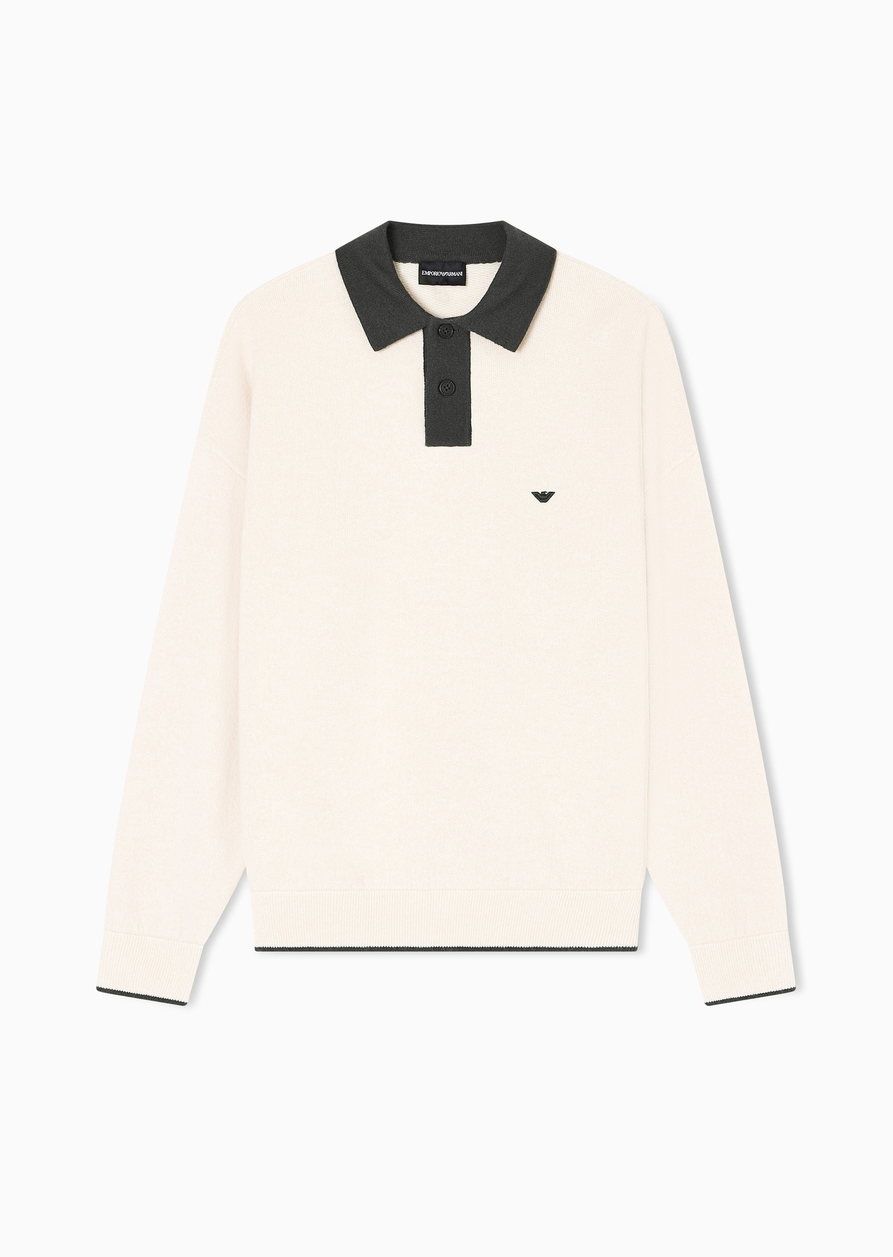 Emporio Armani 男士Polo领绵羊毛刺绣商务套头针织毛衣