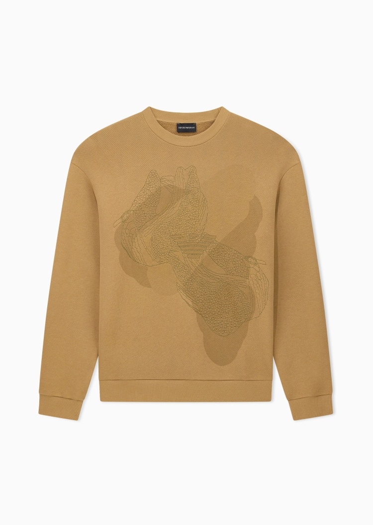 Emporio Armani 男士纯棉重磅宽松长袖圆领毛圈卫衣