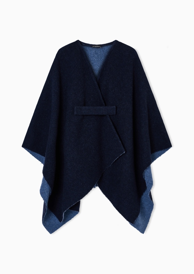 Emporio Armani 女士绵羊毛撞色保暖双面两用斗篷