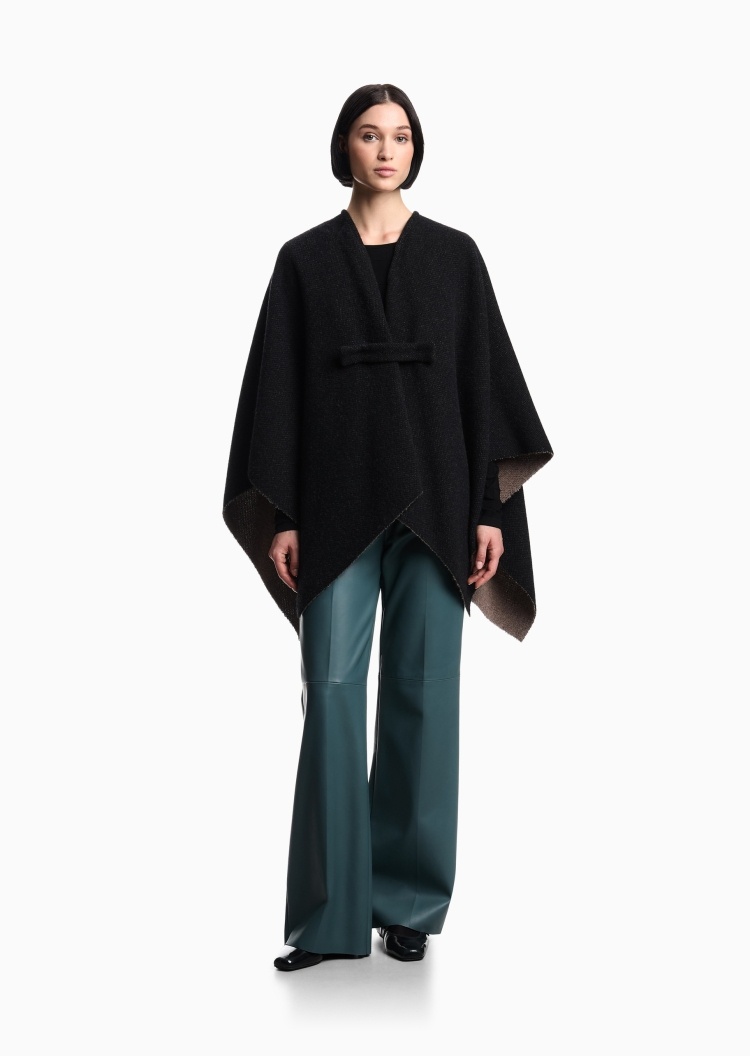 Emporio Armani 女士绵羊毛撞色保暖双面两用斗篷