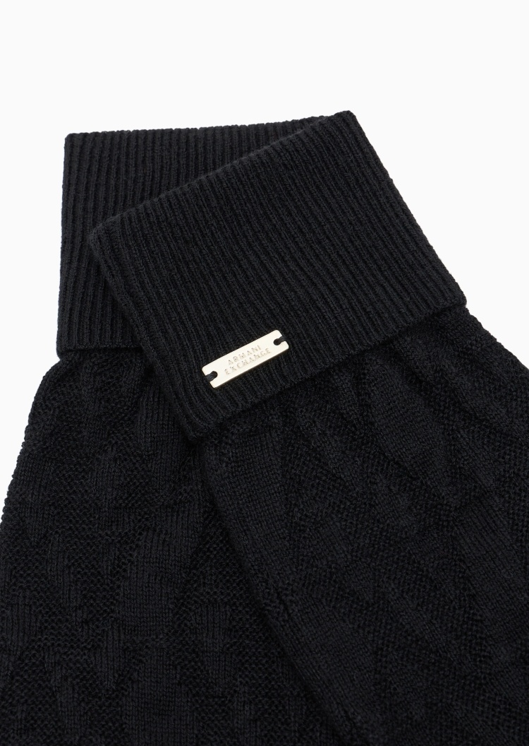 ARMANI EXCHANGE 女士绵羊毛分指针织简约纯色手套