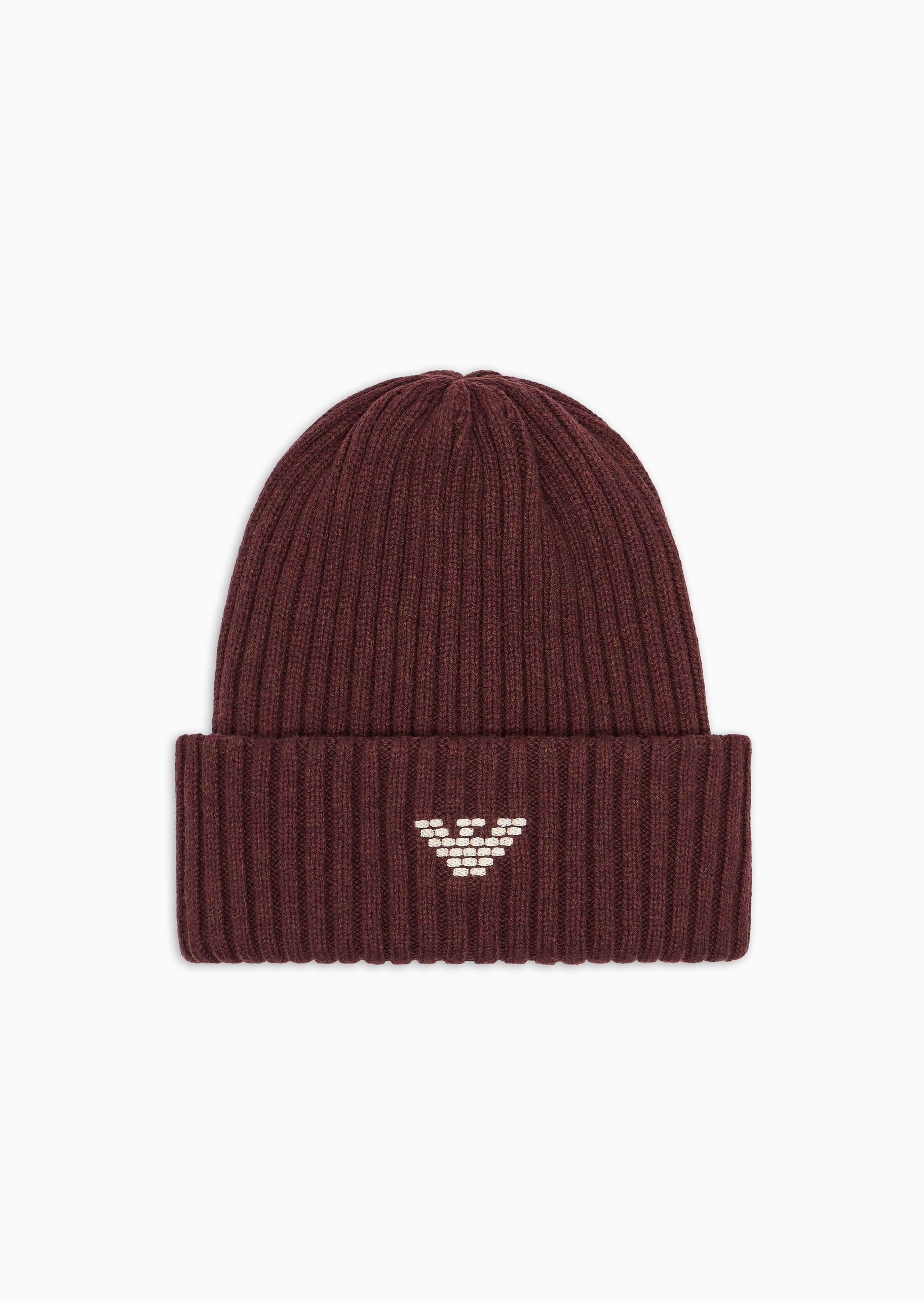 Emporio Armani 男士圆顶翻边刺绣休闲针织毛线帽