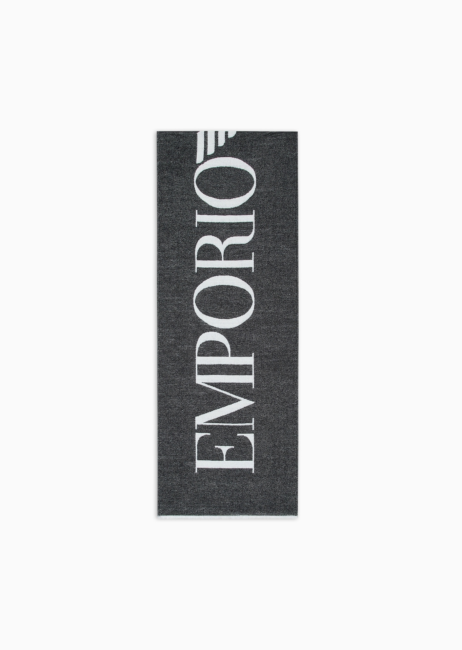 Emporio Armani 男士绵羊毛混纺撞色提花保暖围巾