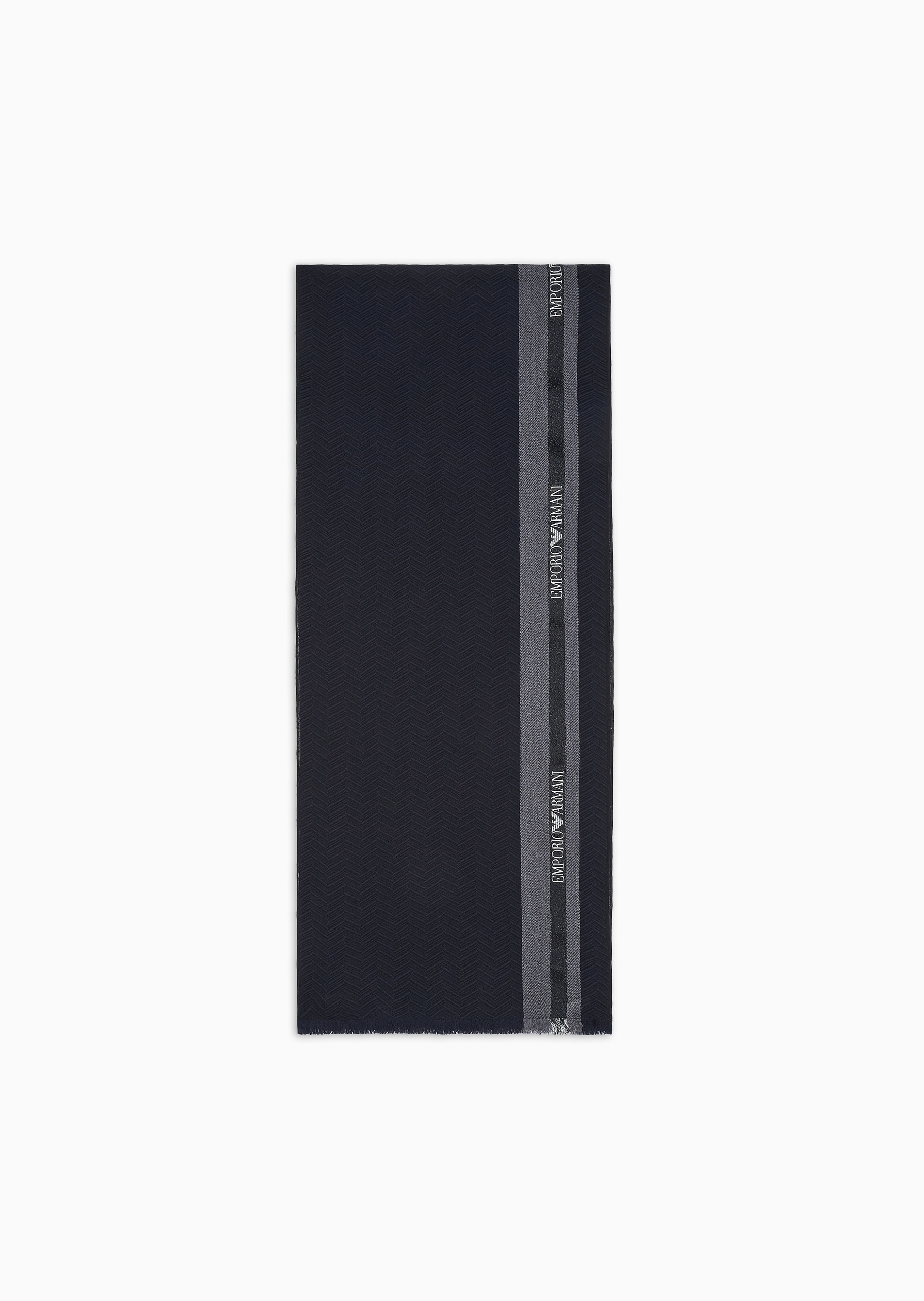 Emporio Armani 男士绵羊毛混纺提花纯色保暖围巾