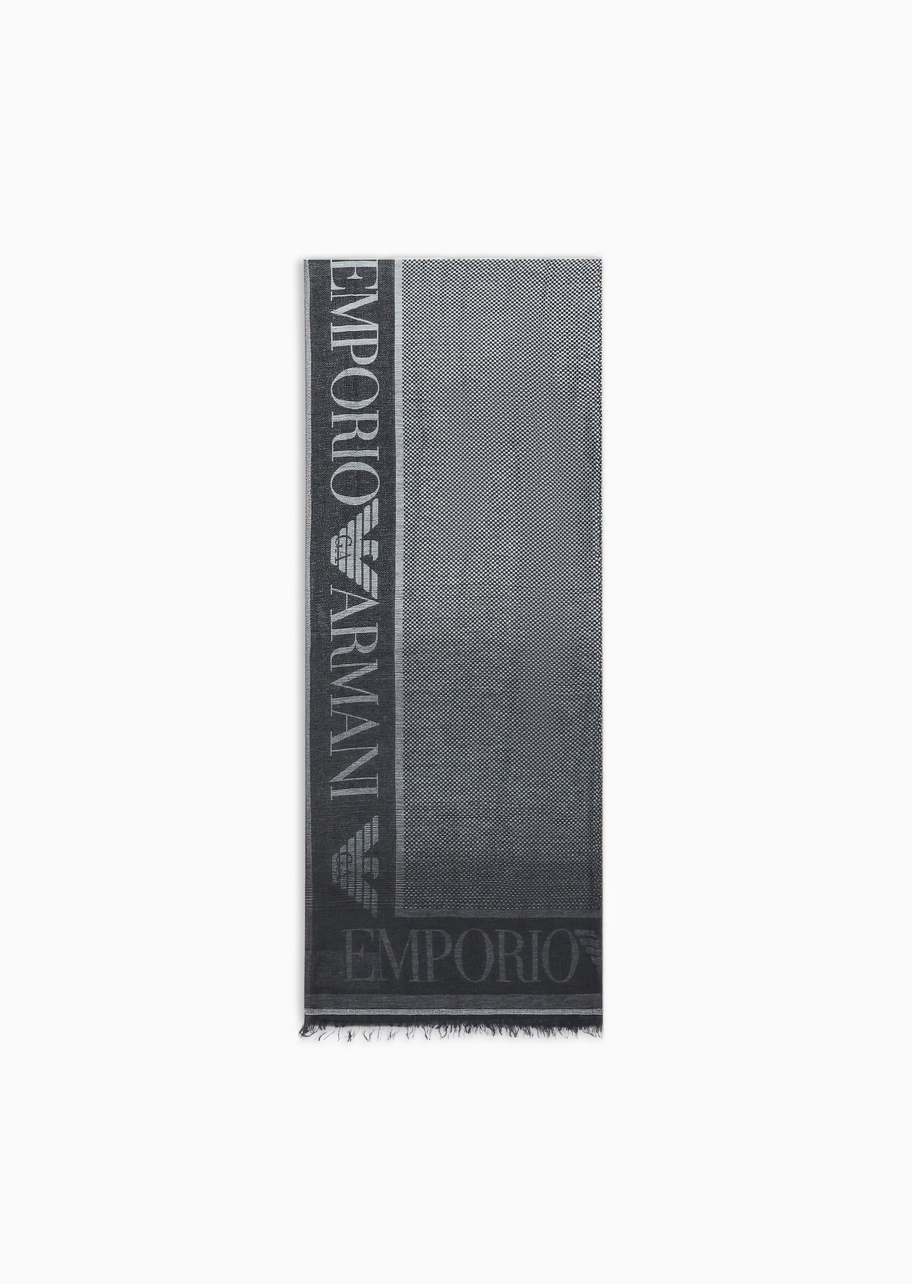 Emporio Armani 女士撞色格纹提花商务休闲披肩围巾外搭